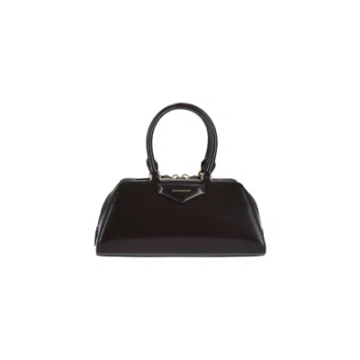 Givenchy Antigona East West Black Mini Handbag With Adjustable And Removable Shoulder Strap And Logo Letterin