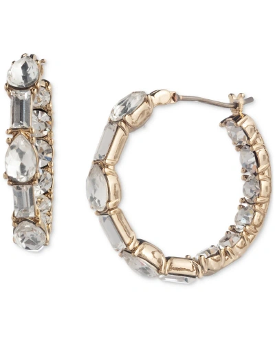 Givenchy Small Baguette & Pear-shape Crystal Hoop Earrings, 0.78" In Gold
