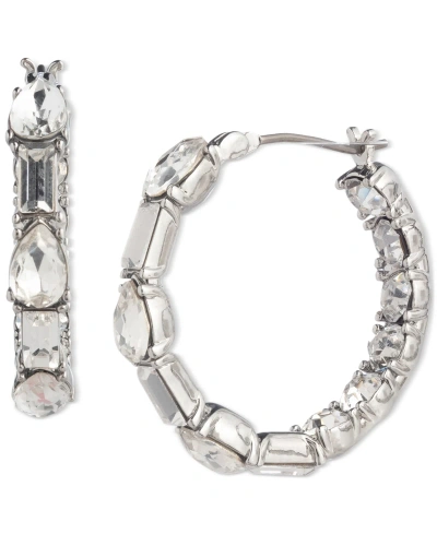 Givenchy Small Baguette & Pear-shape Crystal Hoop Earrings, 0.78" In White