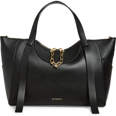 Givenchy Small Facet Leather Tote In 001-black