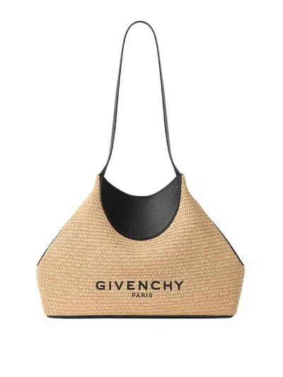 Givenchy Small Facet Tote Bag In Raffia In Nude & Neutrals