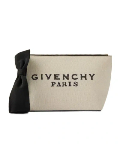 Givenchy Small  Pouch In Canvas With Bow In Gray