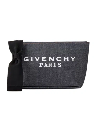 Givenchy Small  Pouch In Denim With Bow In Indigo