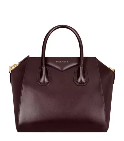 Givenchy Small Leather Antigona Top-handle Bag In Burgundy