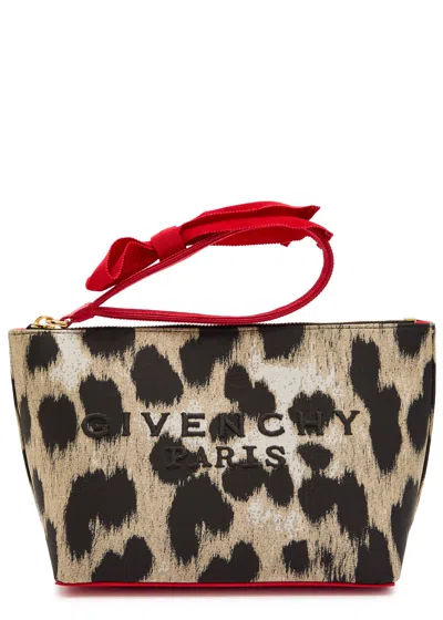 Givenchy Small Leopard-jacquard Woven Pouch In Black