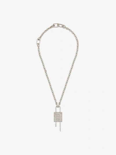 Givenchy Small Lock Necklace In Metal With Crystals In Metallic