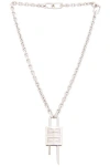 Givenchy Small Lock Necklace In Silvery