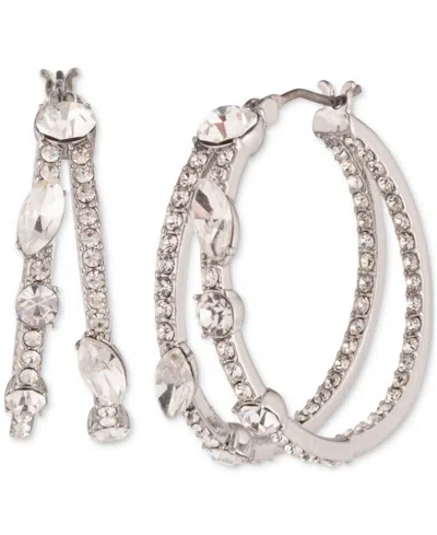 Givenchy Small Mixed Crystal Split-hoop Earrings, 0.86" In Silver,white