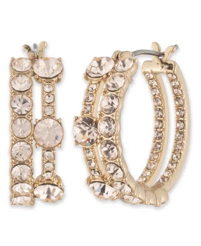 Givenchy Small Pave Double-row Hoop Earrings, 0.66" In Gold