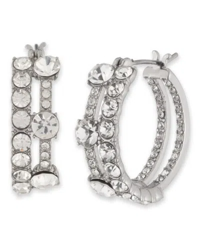 Givenchy Small Pave Double-row Hoop Earrings, 0.66" In Metallic