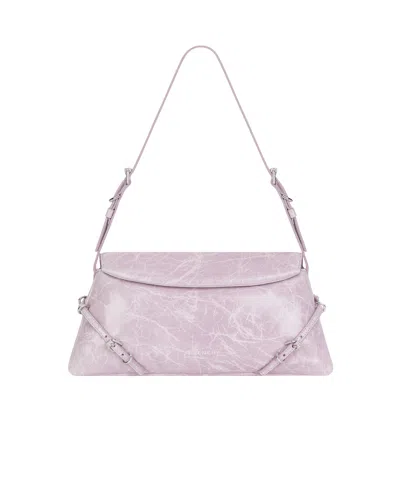 Givenchy Small P'tit Voyou Bag In Crackled Patent Leather In Orchid