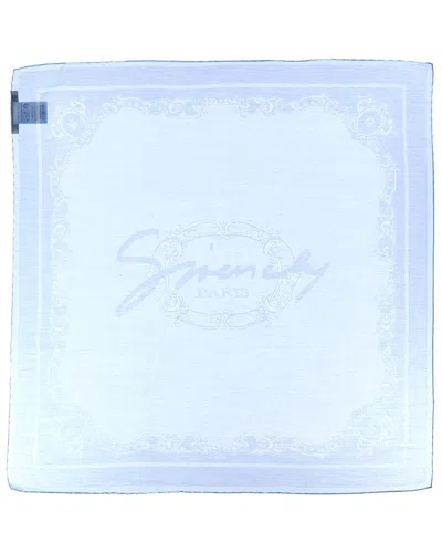 Givenchy Small Square Cotton & Silk Scarf In Blue