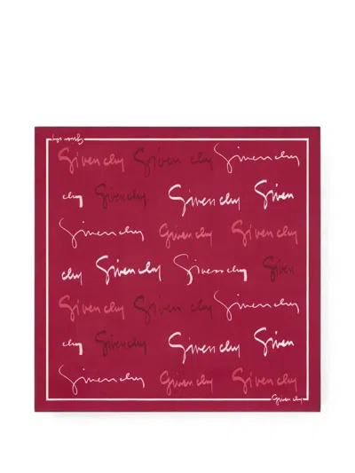 Givenchy Small Square In Silk With  Signature In Red