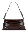 Givenchy Voyou Small Shoulder Bag In Leather In Ebony Brown