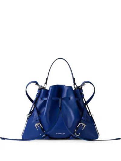 Givenchy Small Voyou Bucket Bag In Shiny Leather In Blue