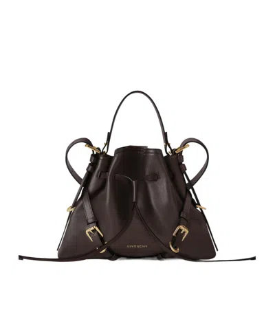 Givenchy Small Voyou Bucket Bag In Shiny Leather In Brown