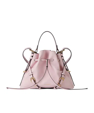 Givenchy Small Voyou Bucket Bag In Shiny Leather In Light Pink