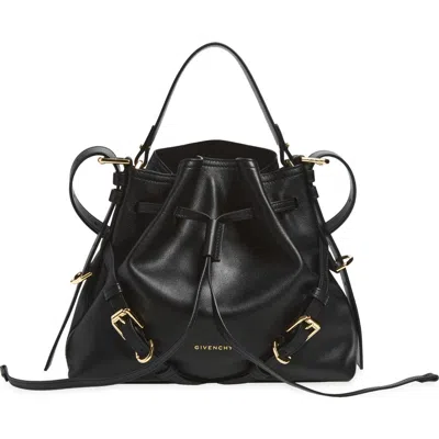 Givenchy Small Voyou Leather Bucket Bag In Black
