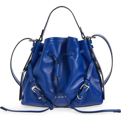 Givenchy Small Voyou Leather Bucket Bag In Blue