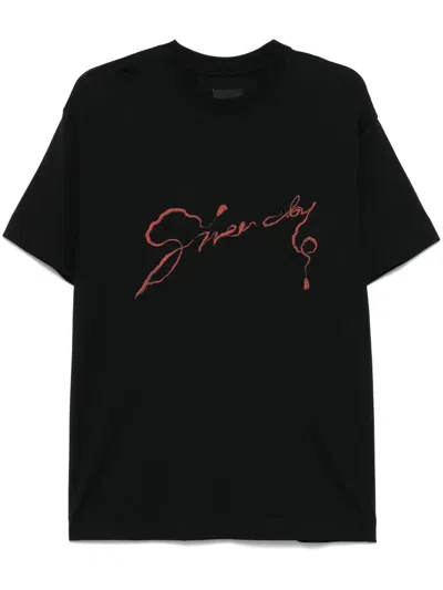 Givenchy Snake-print Cotton T-shirt In Black