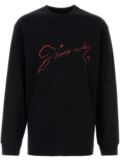 Givenchy Snake Print Long-sleeved Black Cotton Jersey T-shirt