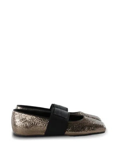 GIVENCHY SNAKE-EFFECT ELASTICATED-STRAP BALLET FLATS