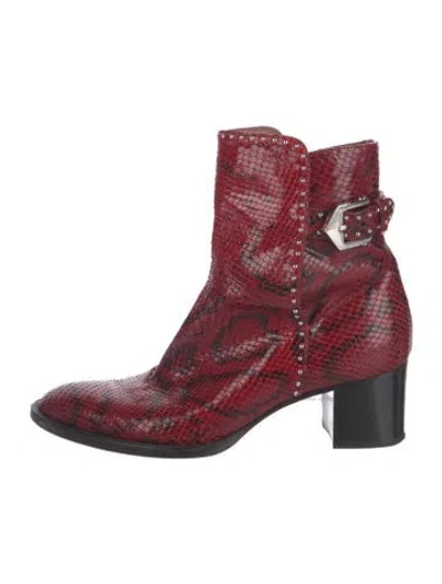 Pre-owned Givenchy Snakeskin Animal Print Boots In Red