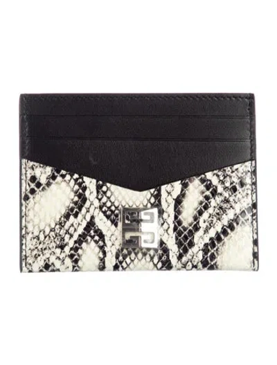 Pre-owned Givenchy Snakeskin Animal Print Card Holder W/ Tags In Black
