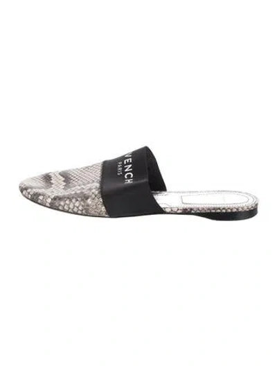 Pre-owned Givenchy Snakeskin Animal Print Mules In Neutrals
