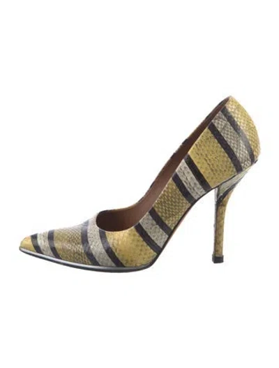 Pre-owned Givenchy Snakeskin Animal Print Pumps In Yellow