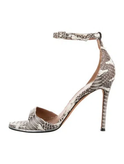 Pre-owned Givenchy Snakeskin Animal Print Sandals In Neutral
