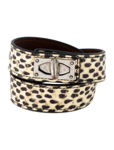 Pre-owned Givenchy Snakeskin Shark Lock Wrap Bracelet In Multi