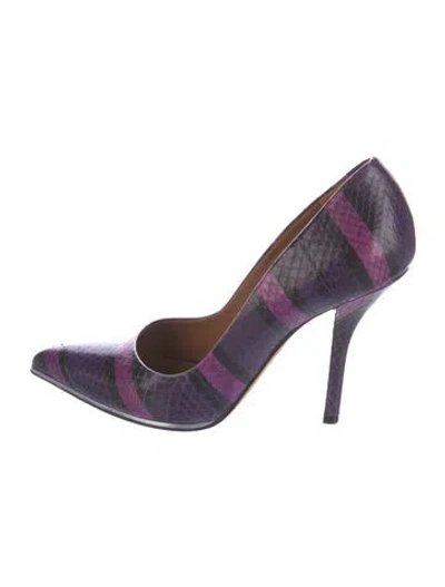 Pre-owned Givenchy Snakeskin Striped Pumps In Purple