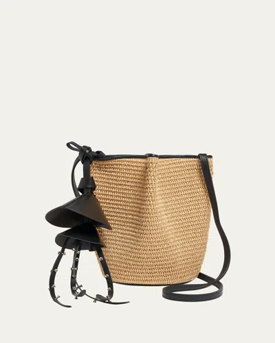 Givenchy Snap Nano Raffia Bucket Bag In Brown