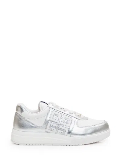 Givenchy White & Silver G4 Sneakers In 040-silvery