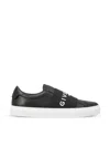 Givenchy Calfskin Leather Sneakers With Printed Logo And Contrasting Sole In Black