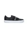 Givenchy Calfskin Leather Sneakers With Printed Logo And Contrasting Sole In Black