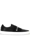 Givenchy Calfskin Leather Sneakers With Printed Logo And Contrasting Sole In Black