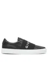 Givenchy Calfskin Leather Sneakers With Printed Logo And Contrasting Sole In Black