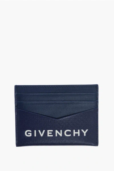 Givenchy Solid Color Leather Card Holder With Printed Logo In Black