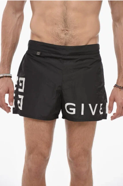 GIVENCHY SOLID COLOR SWIM SHORTS WITH CONTRASTING LOGO