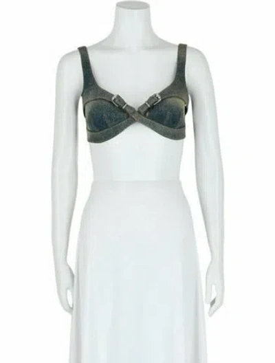 Pre-owned Givenchy Solid Crop Top W/ Tags In Blue