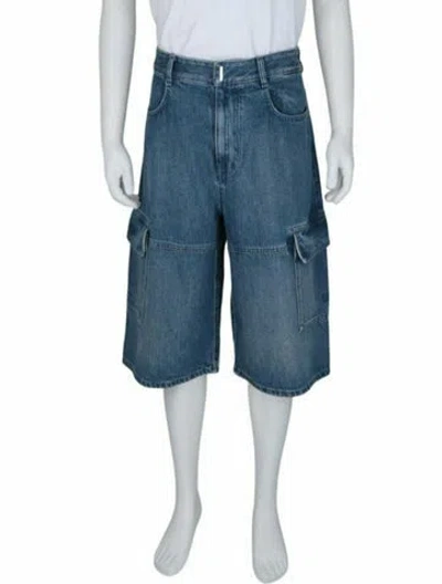 Pre-owned Givenchy Solid Denim Shorts W/ Tags In Blue