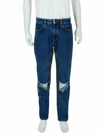 Pre-owned Givenchy Solid Straight-leg  Jeans W/ Tags In Blue