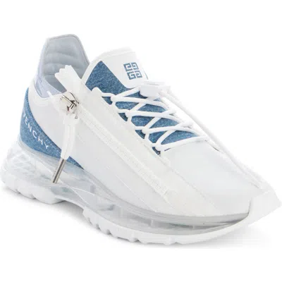 Givenchy Spectre Denim Accent Zip Runner Sneaker In Denim Blue/ White