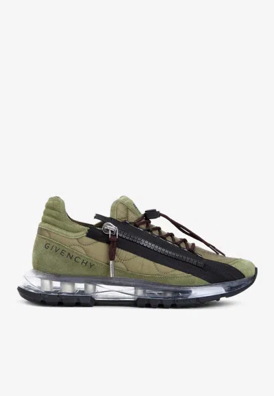 Givenchy Spectre Sneakers In Quilted Fabric And Suede In Green