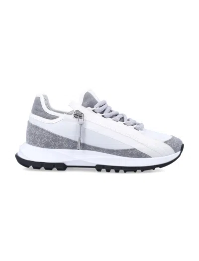Givenchy Two-tone Denim And Synthetic Leather Spectre Sneakers In Grey