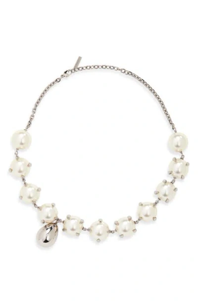 Givenchy Spiky Faux Pearl Necklace In Metallic