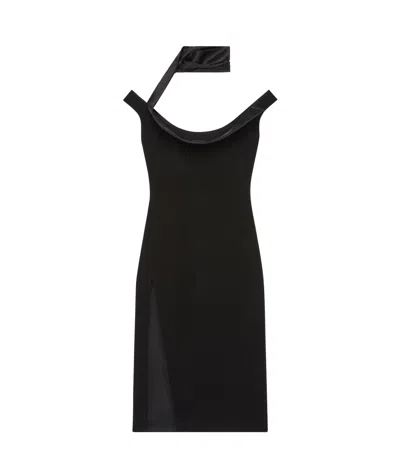 GIVENCHY GIVENCHY SWALLOW COLLAR SIDE-SLIT MIDI DRESS