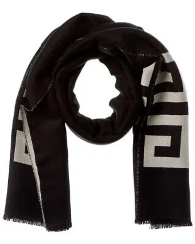 Pre-owned Givenchy Split Oblong Wool Scarf Men's Black Os